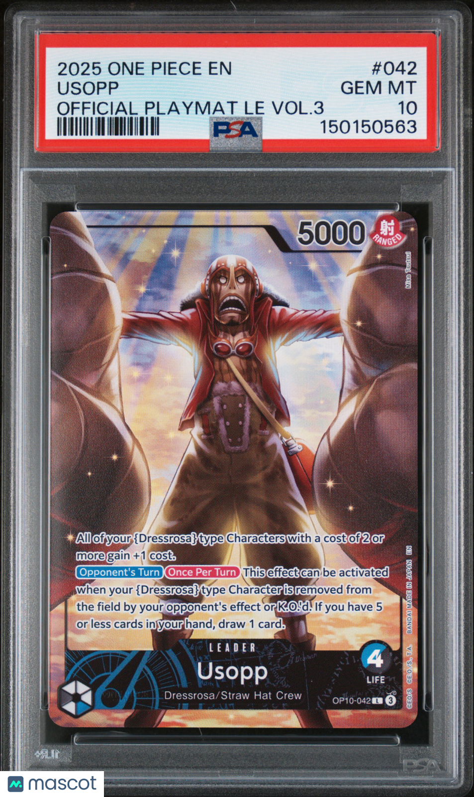 2025 One Piece Promos Usopp #042 Official Playmat Le Vol.3 PSA 10