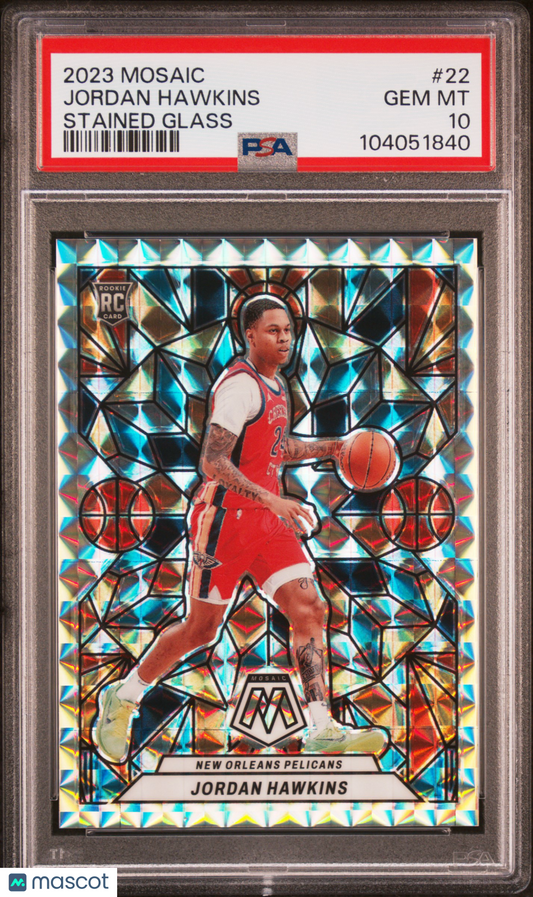 2023 Panini Mosaic Stained Glass Jordan Hawkins #22 PSA 10