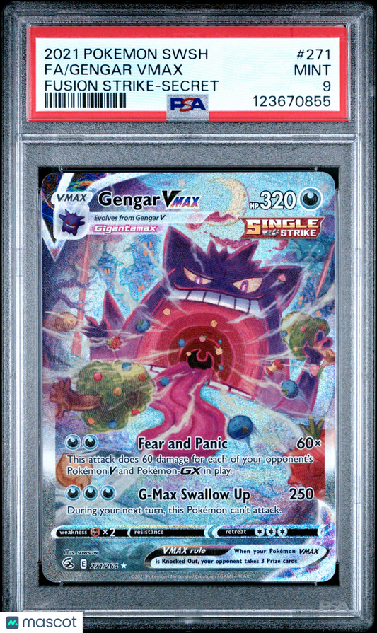 2021 Pokemon Sword & Shield Fusion Strike Gengar VMAX #271 PSA 9