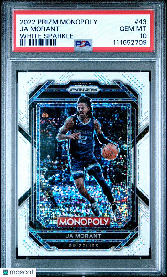 2022 Panini Prizm Monopoly Ja Morant #43 White Sparkle PSA 10