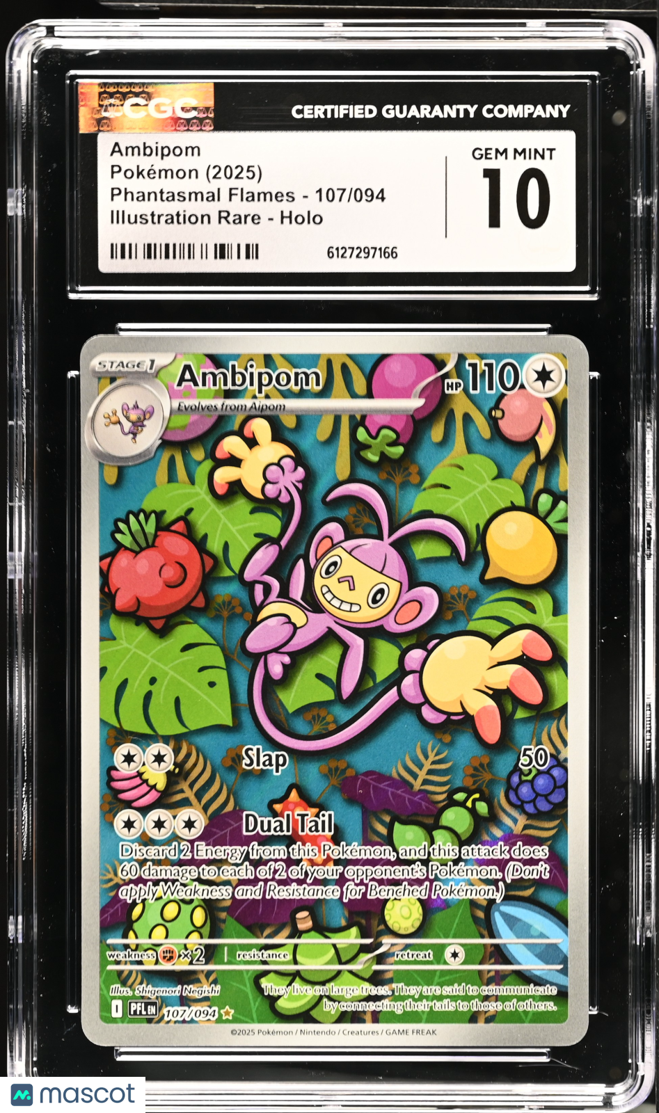 2025 Pokemon Phantasmal Flames Ambipom #107/094 Illustration Rare CGC 10