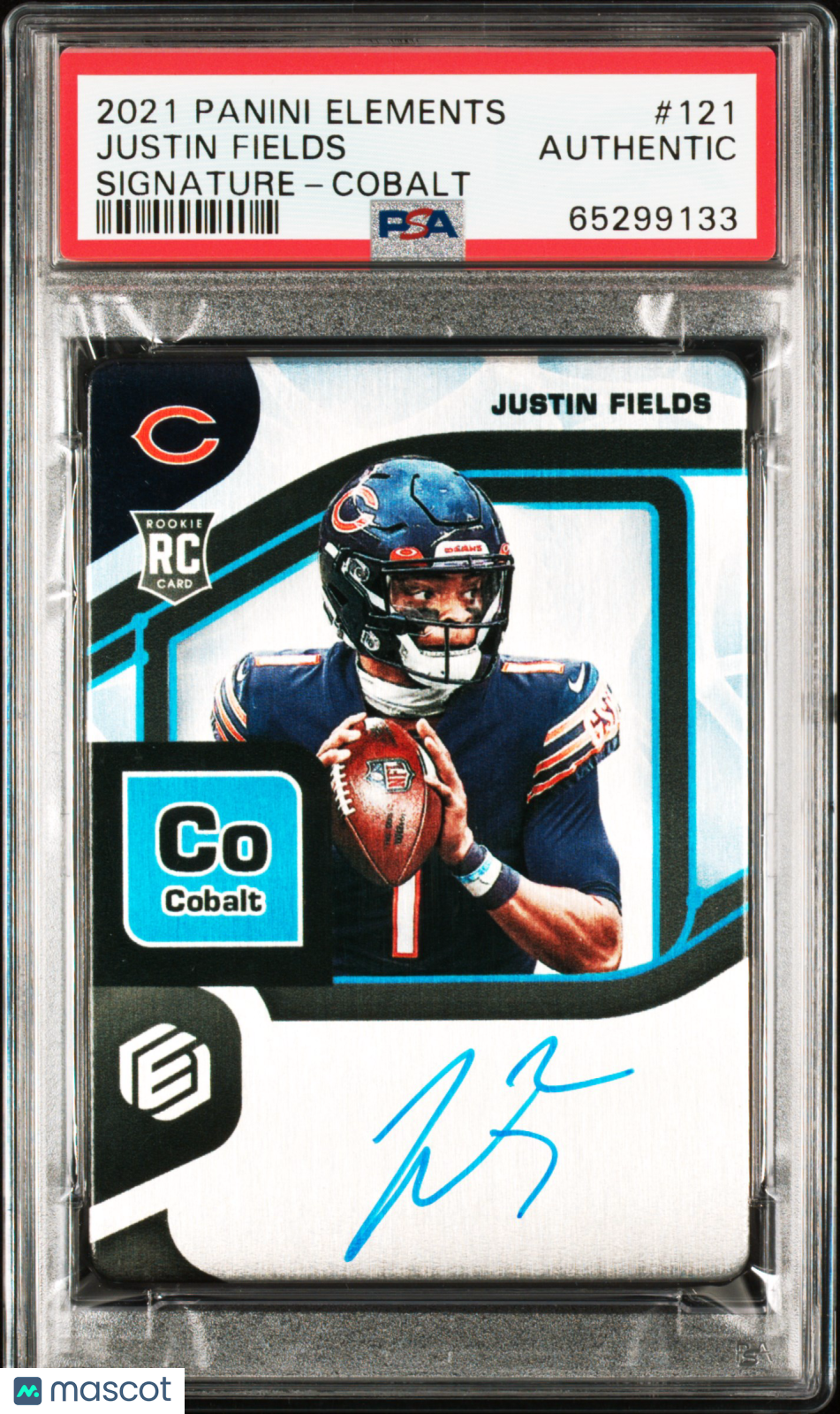 2021 Panini Elements Justin Fields #121 Signature Cobalt PSA A