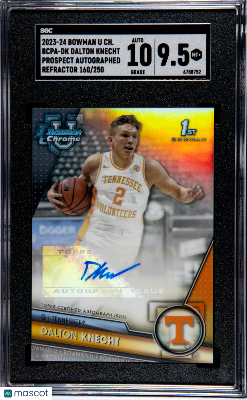 2023-24 Bowman Chrome Dalton Knecht Prospect Autograph Refractor /250 SGC 9.5 Auto 10