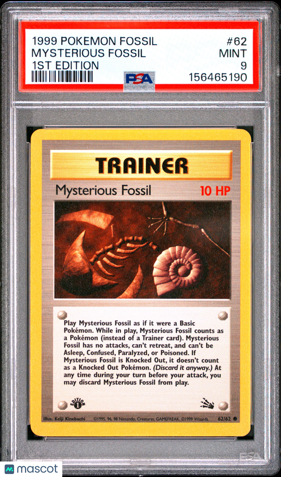1999 Pokemon Fossil Mysterious Fossil #62 1st Edition PSA 9