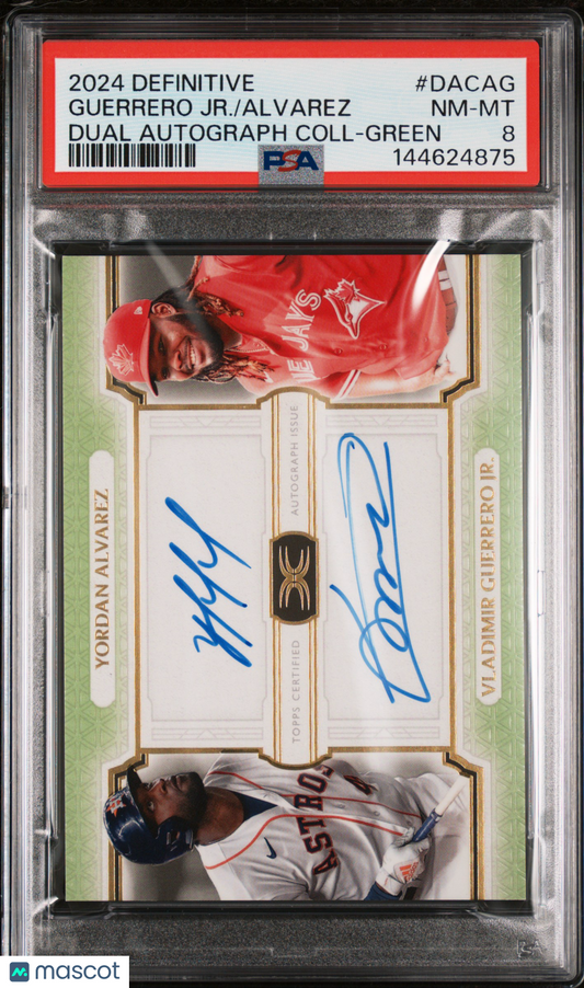 2024 Topps Definitive Collection Dual Auto Alvarez Guerrero JR. Green /10 PSA 8