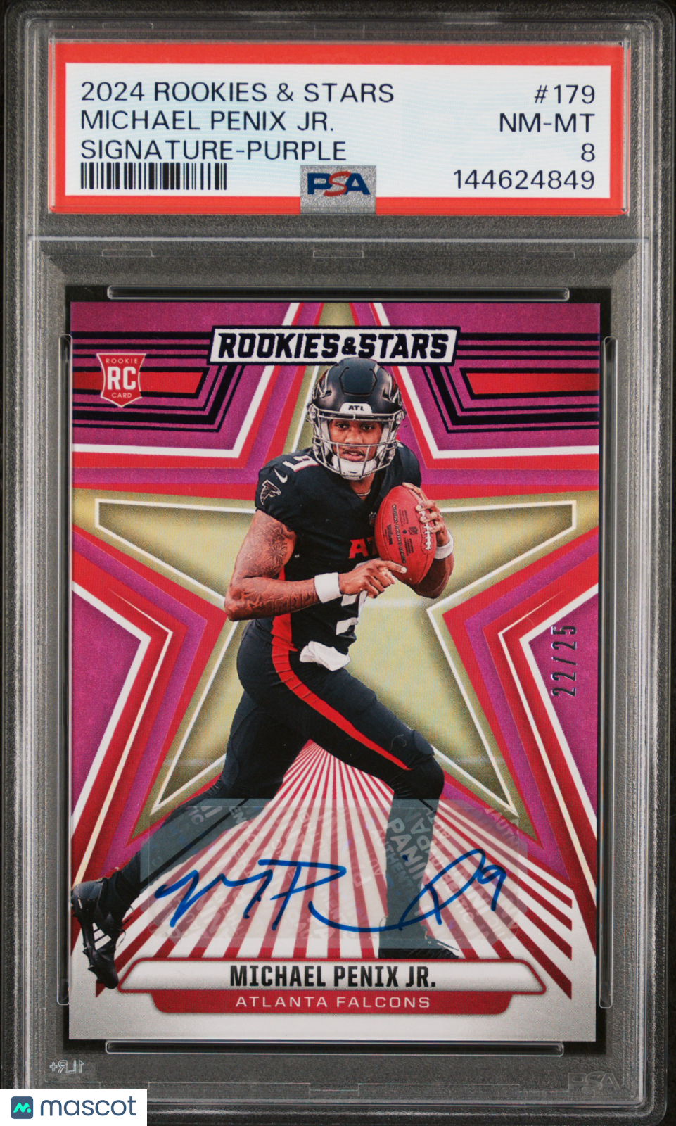 2024 Panini Rookies & Stars Michael Penix JR. #179 Signature Purple PSA 8