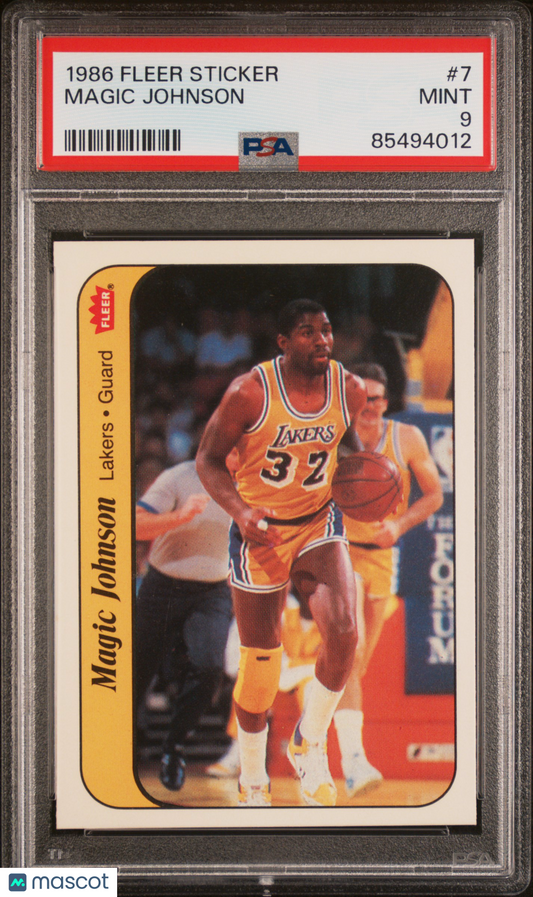 1986 Fleer Sticker Magic Johnson #7 PSA 9