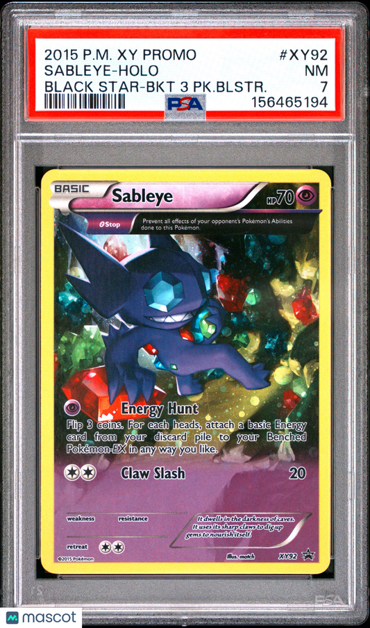 2015 Pokemon Xy Black Star Promos Sableye #XY92 Black Star-BKT 3 PK.Blstr. PSA 7
