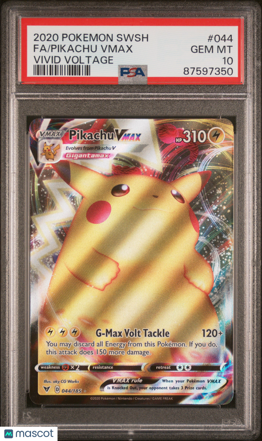2020 Pokemon Sword & Shield Vivid Voltage Pikachu VMAX #044 PSA 10