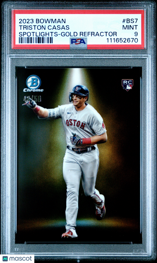2023 Bowman Spotlights Triston Casas #BS7 Gold Refractor PSA 9