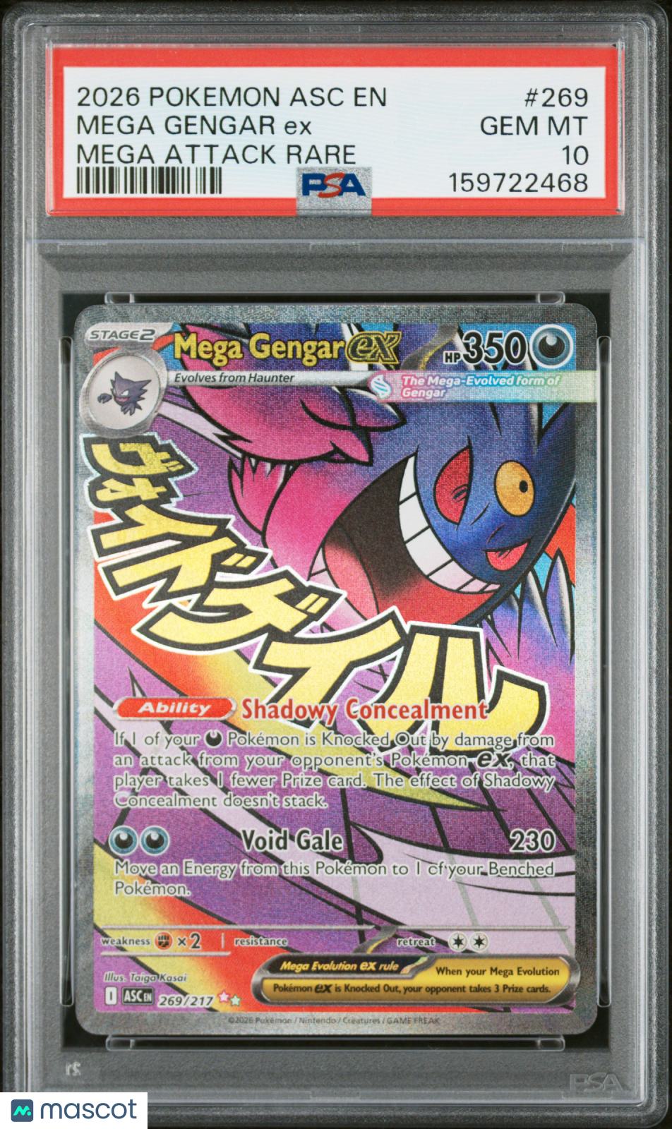 2026 Pokemon Asc EN-Ascended Heroes Mega Gengar EX #269 Mega Attack Rare PSA 10
