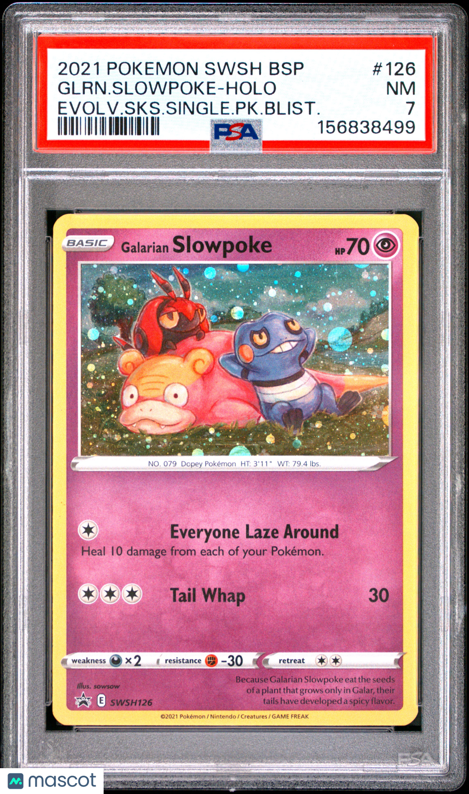 2021 Pokemon Swsh Black Star Promo Glrn. Slowpoke #126 PSA 7