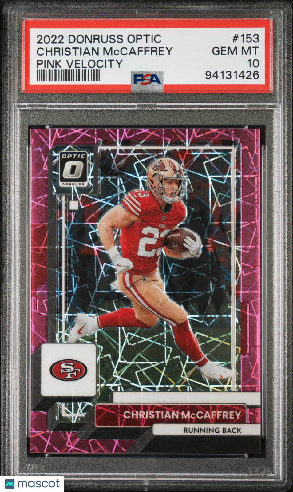 2022 Panini Donruss Optic Christian Mccaffrey #153 Pink Velocity PSA 10