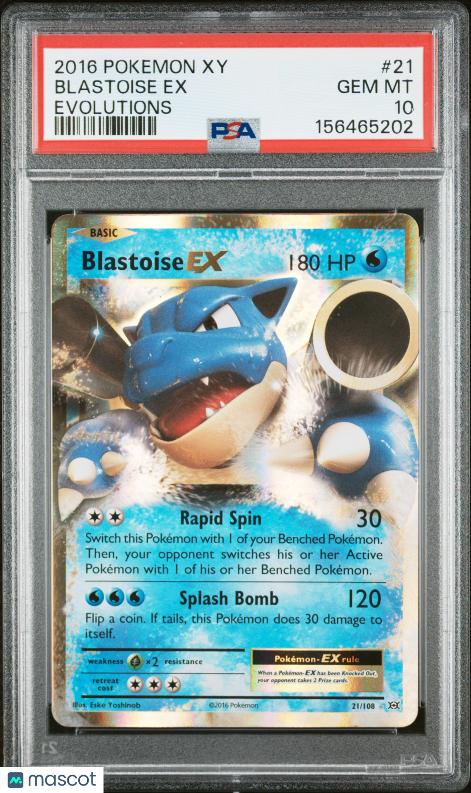 2016 Pokemon Xy Evolutions Blastoise EX #21 Evolutions PSA 10
