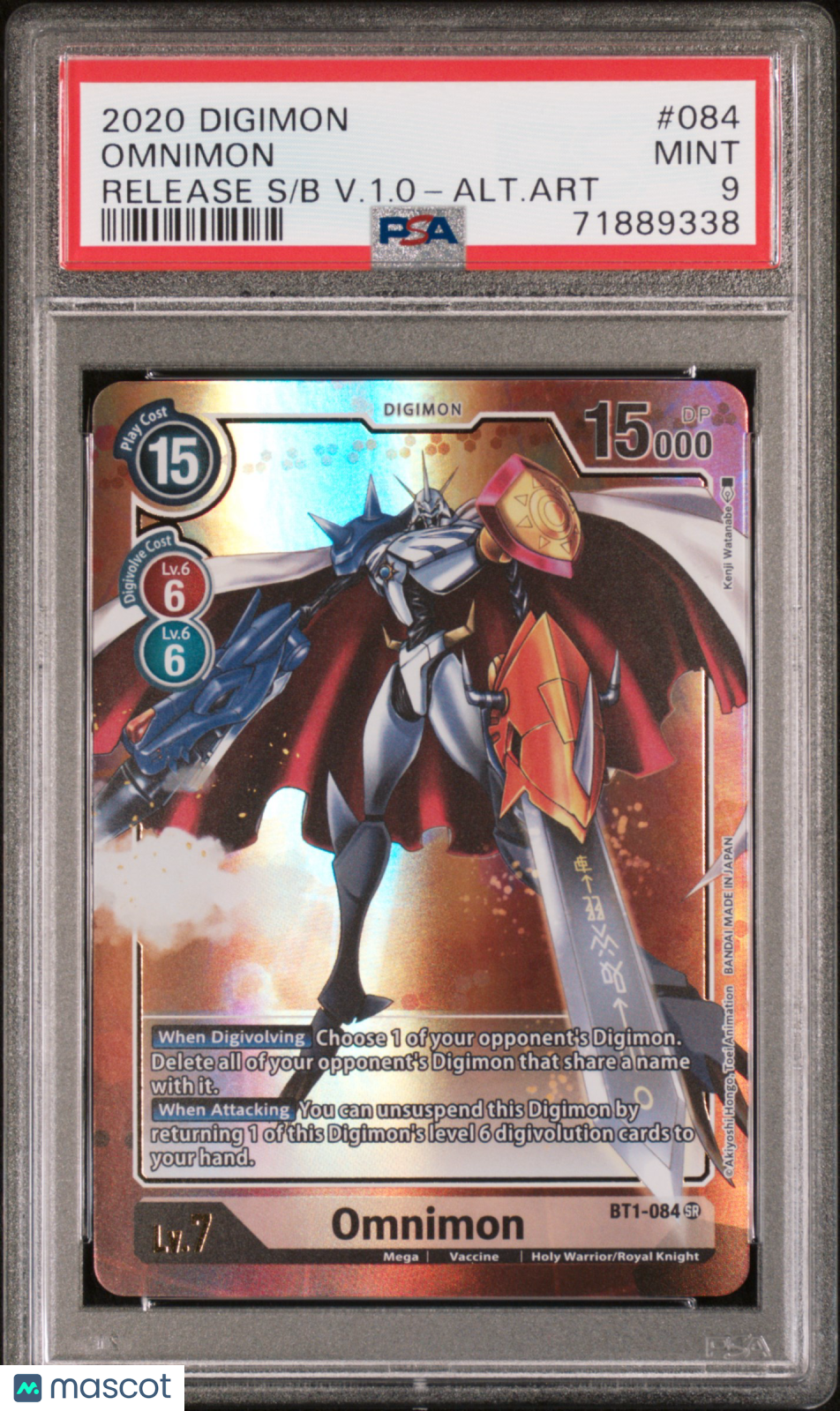2020 Digimon Bt01-03-Release Special Booster Ver.1.0 Omnimon #084 Alt Art PSA 9