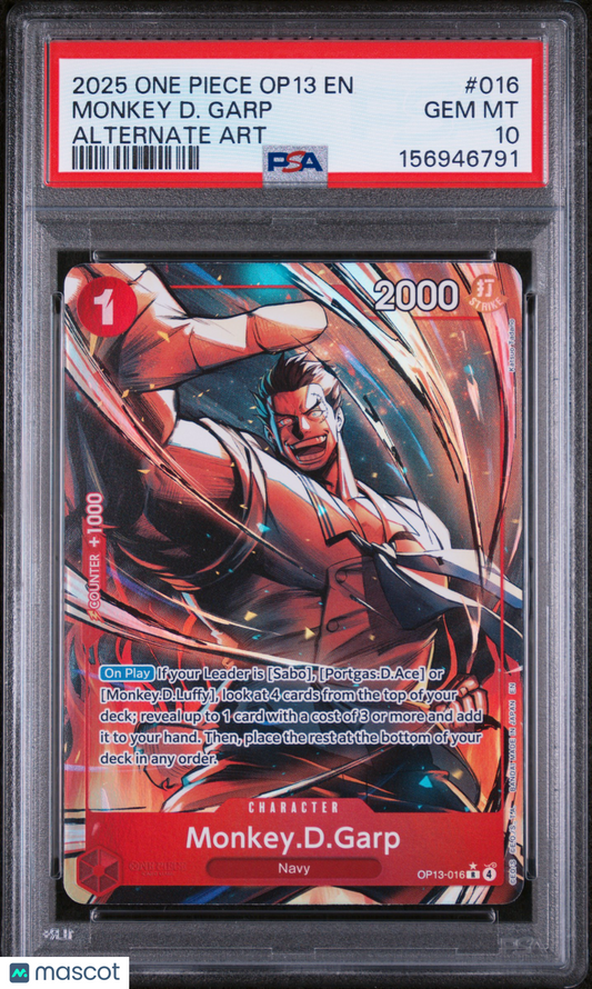 2025 One Piece Monkey D. Garp #OP13-016 Alternate Art PSA 10