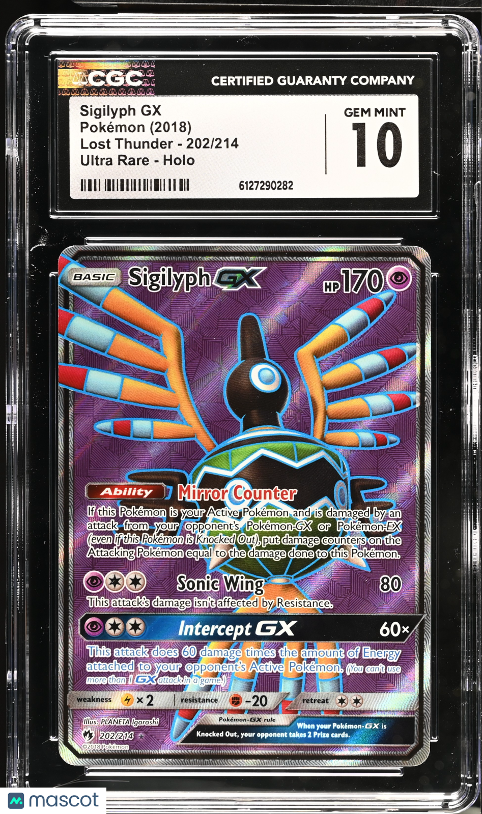 2018 Pokemon Lost Thunder Sigilyph GX #202/214 Ultra Rare CGC 10