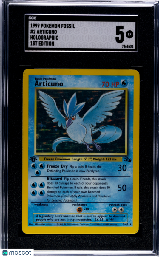 1999 Pokemon Fossil Articuno #2 SGC 5