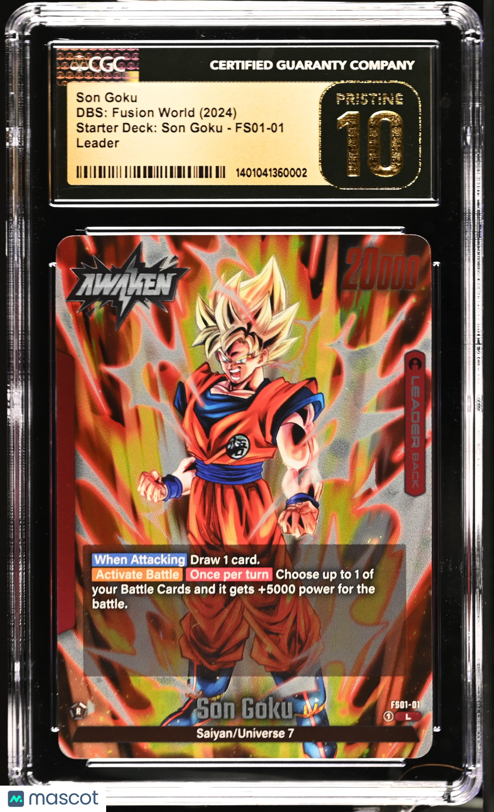 2024 DBS: Fusion World Starter Deck: Son Goku Son Goku – Awakened #FS01-01 English CGC 10