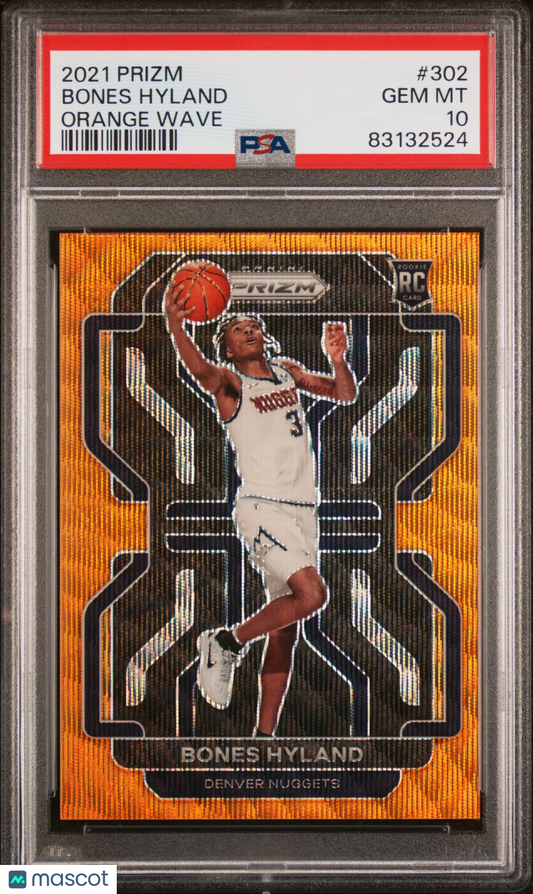 2021 Panini Prizm Bones Hyland #302 Orange Wave PSA 10