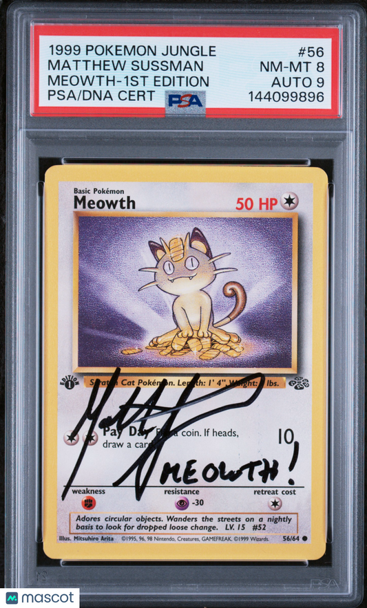 1999 Pokemon Jungle Meowth #56 Meowth-1st Edition PSA 8