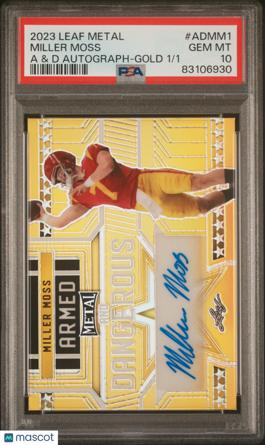 2023 Leaf Metal Miller Moss #ADMM1 Armed & Dangerous Autographs Gold PSA 10