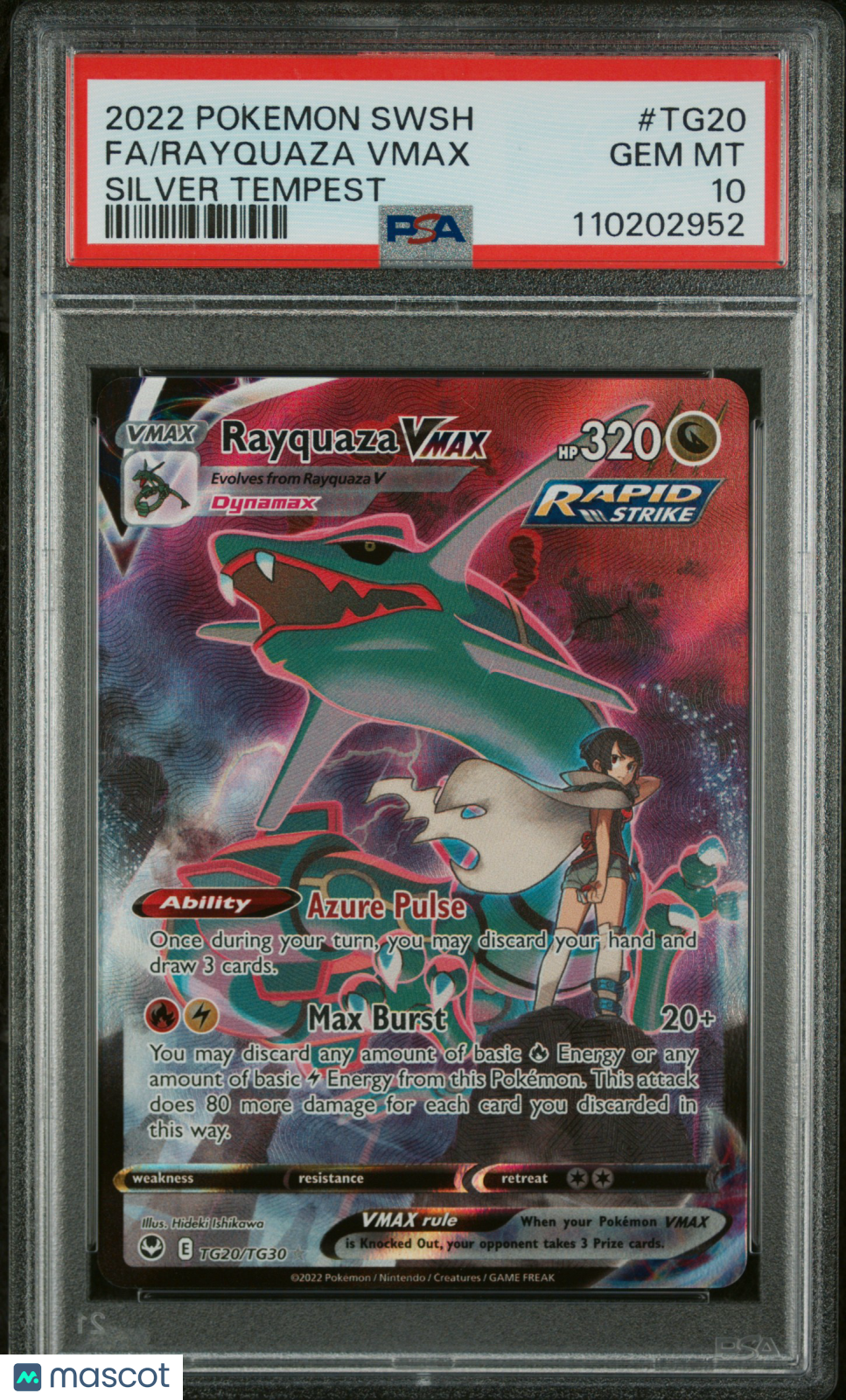 2022 Pokemon Sword & Shield Silver Tempest Rayquaza VMAX #TG20  PSA 10