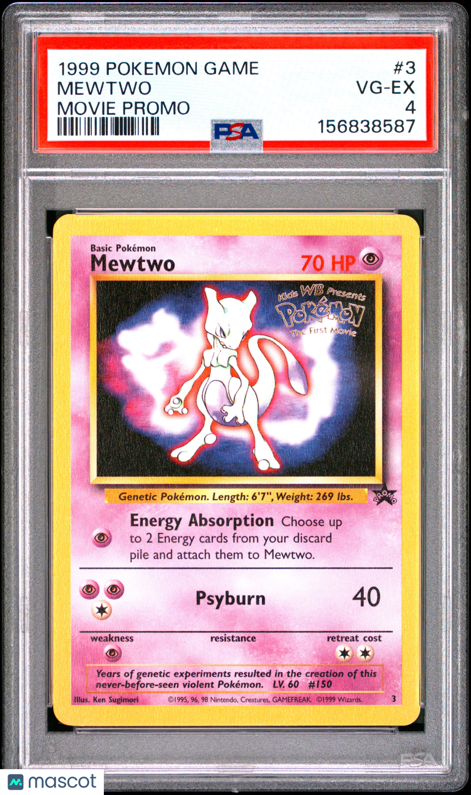 1999 Pokemon Game Movie Mewtwo #3 PSA 4