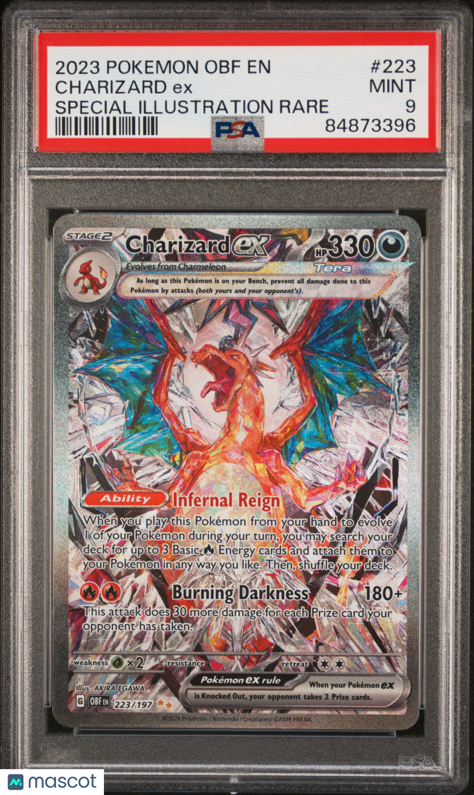 2023 Pokemon Obf EN-Obsidian Flames Charizard EX #223 PSA 9