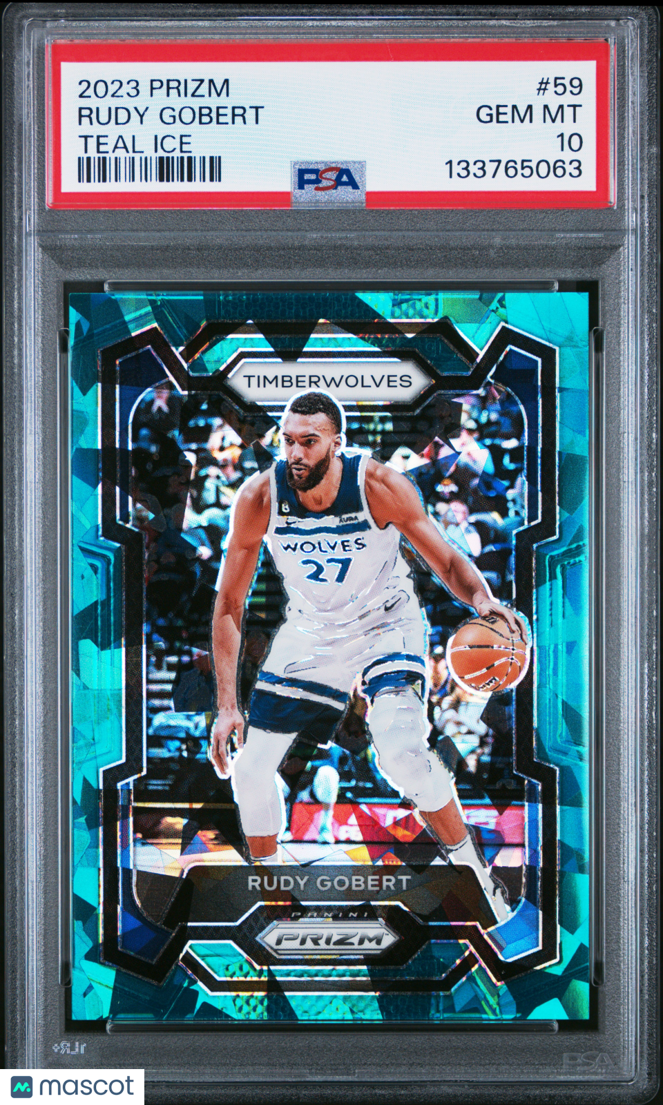 2023 Panini Prizm Rudy Gobert #59 Teal Ice 217/225 PSA 10