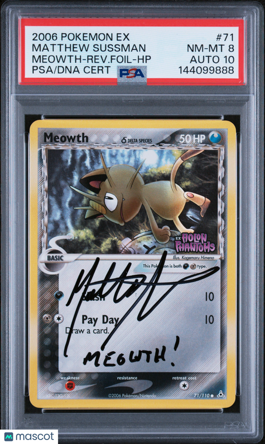 2006 Pokemon EX Holon Phantoms Meowth-Rev. Foil #71 Meowth-Rev.Foil-HP PSA 8