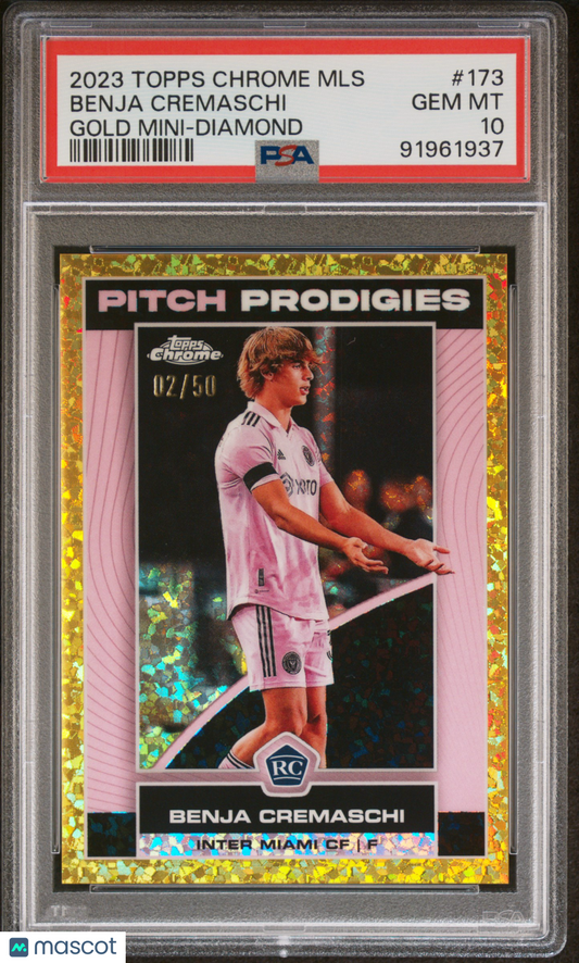 2023 Topps Chrome MLS Benja Cremaschi #173 Gold Mini Diamond PSA 10