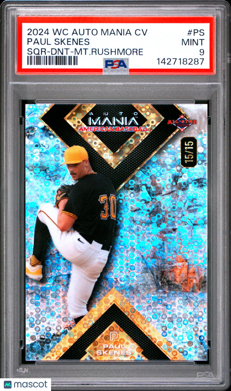 2024 Wild Card Auto Mania American Baseball Clearview National Exclusive Paul Skenes Paul Skenes #PS SQR DNT MT. Rushmore PSA 9