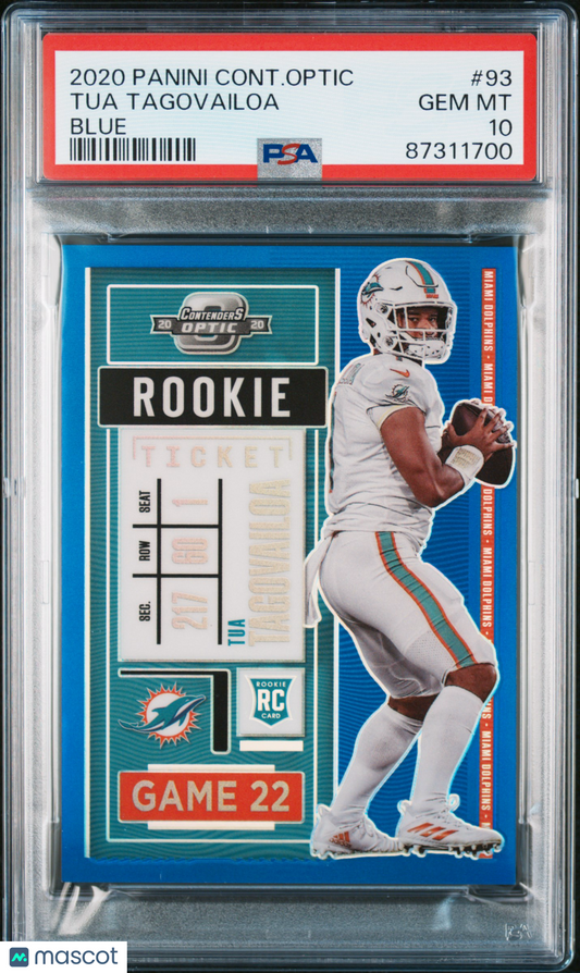 2020 Panini Contenders Optic Tua Tagovailoa #93 Blue PSA 10