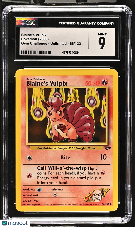 2000 Pokemon Gym Challenge Blaine's Vulpix #66/132 66/132 CGC 9