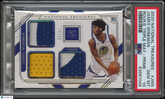 2020 Panini National Treasures James Wiseman #JWS Rookie Triple Mat Prime PSA 10