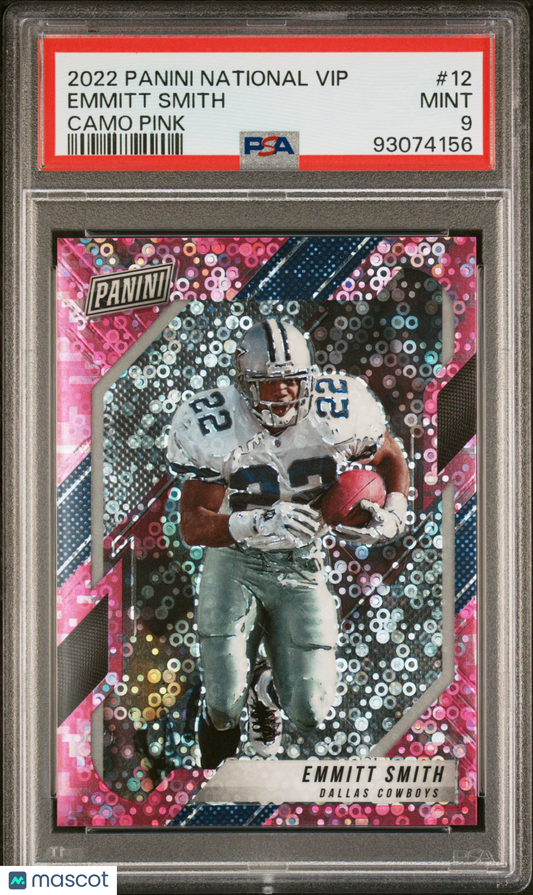 2022 Panini National Vip Emmitt Smith #12 Camo Pink /50 PSA 9