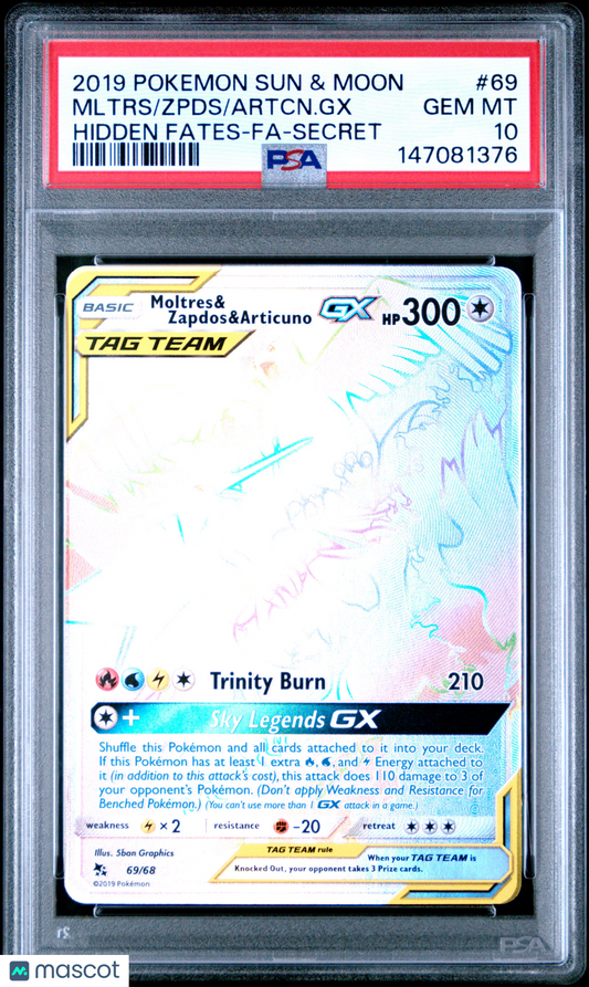 2019 Pokemon Sun & Moon Hidden Fates Artcn. GX Mltrs Zpds #69 Hidden Fates-Fa-Secret PSA 10
