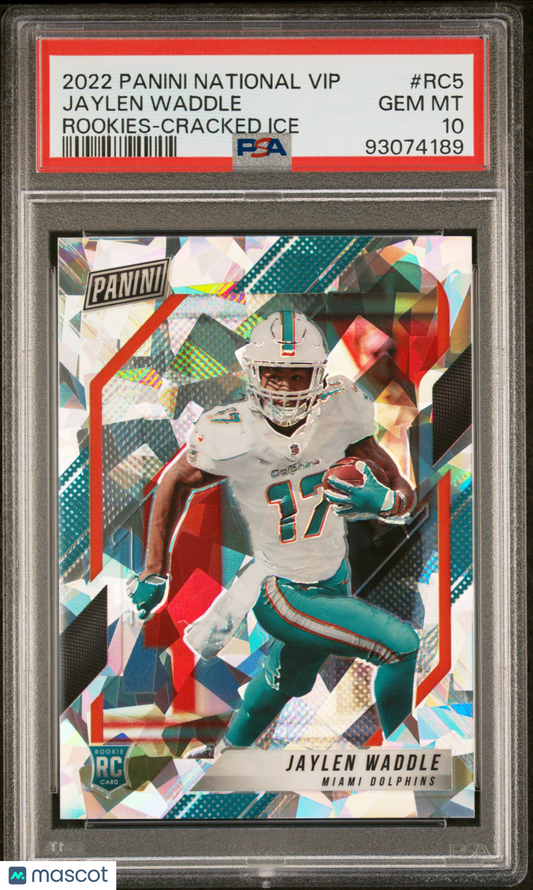 2022 Panini National Vip Rookies Jaylen Waddle #RC5 Cracked Ice PSA 10