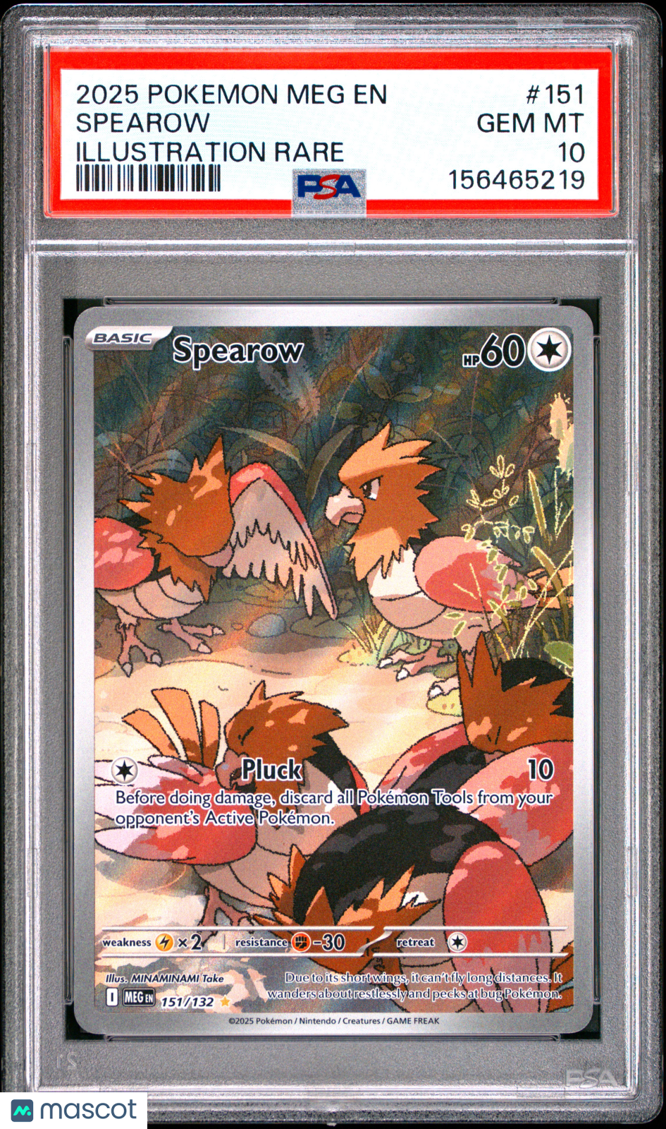 2025 Pokemon Meg EN-Mega Evolution Spearow #151 Illustration Rare PSA 10