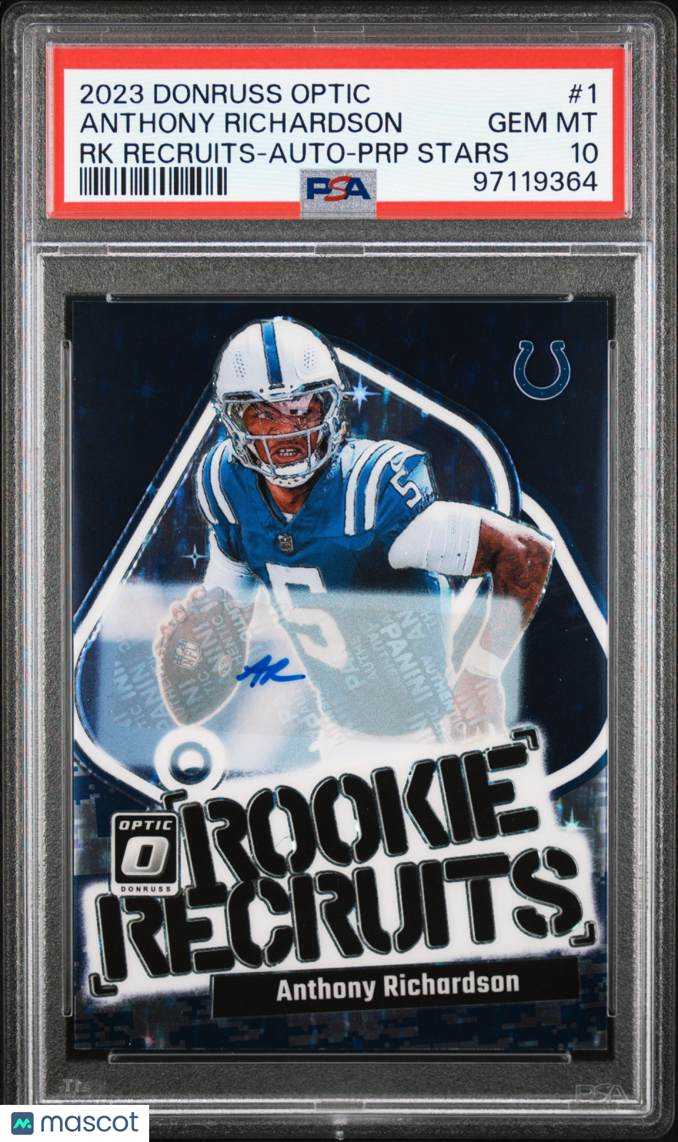 2023 Panini Donruss Optic Rookie Recruits Anthony Richardson #1 RK Auto PRP Stars PSA 10