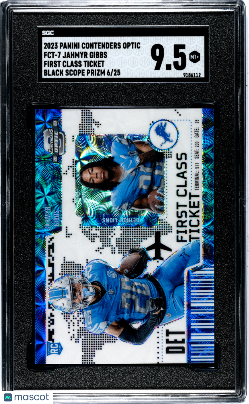 2023 Panini Contenders Optic Jahmyr Gibbs first class ticket /25 SGC 9.5