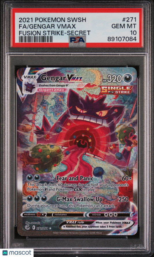 2021 Pokemon Sword & Shield Fusion Strike Gengar VMAX #271 PSA 10