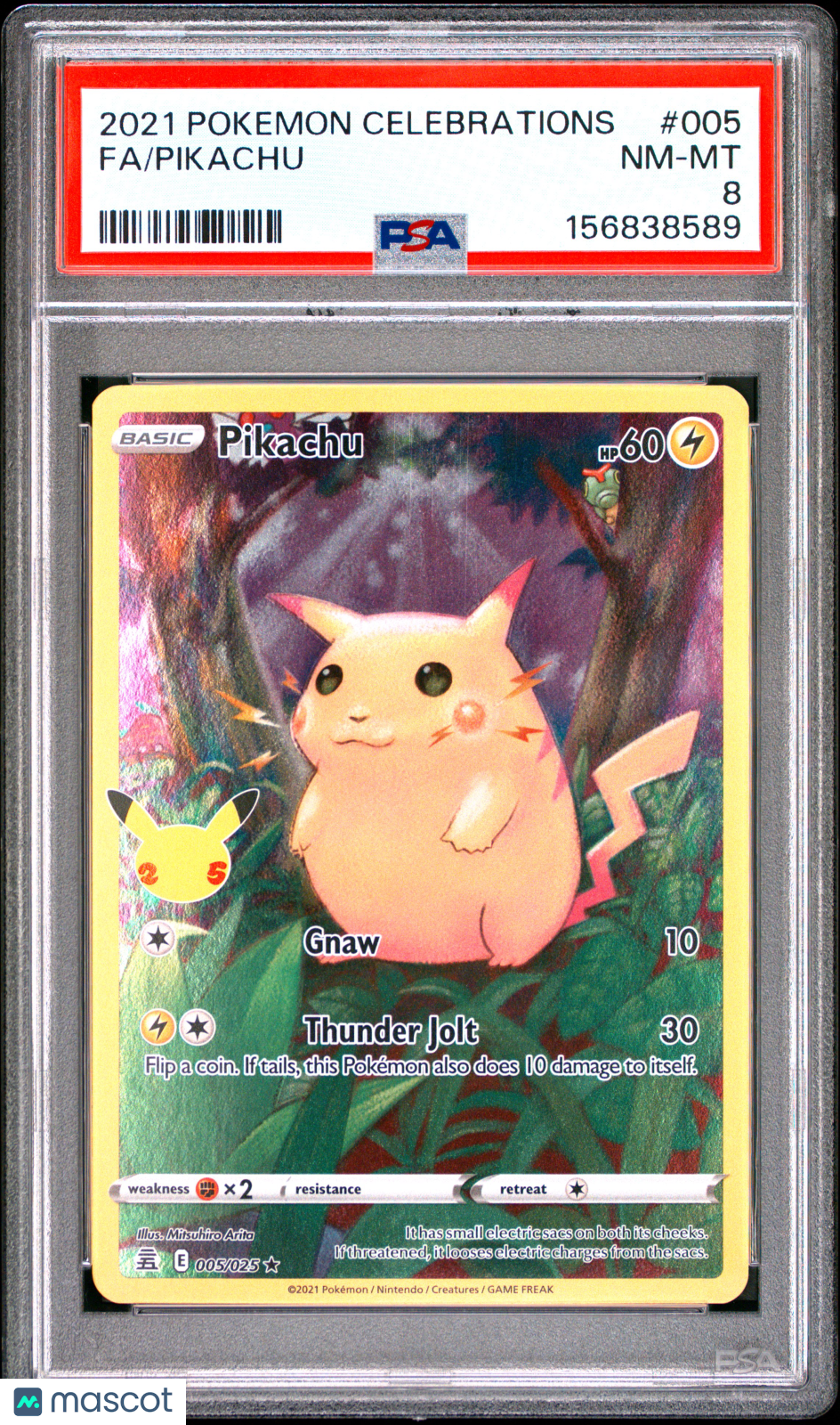 2021 Pokemon Celebrations Pikachu #005 Fa PSA 8