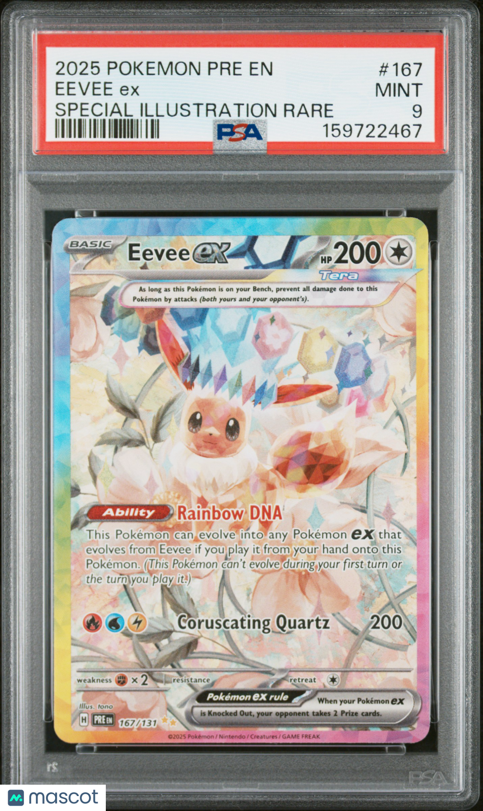 2025 Pokemon Pre EN-Prismatic Evolutions Eevee EX #167 PSA 9