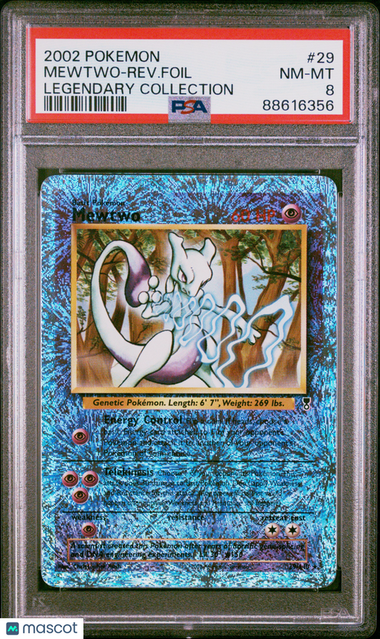 2002 Pokemon Legendary Collection Mewtwo Reverse Holo #29 PSA 8