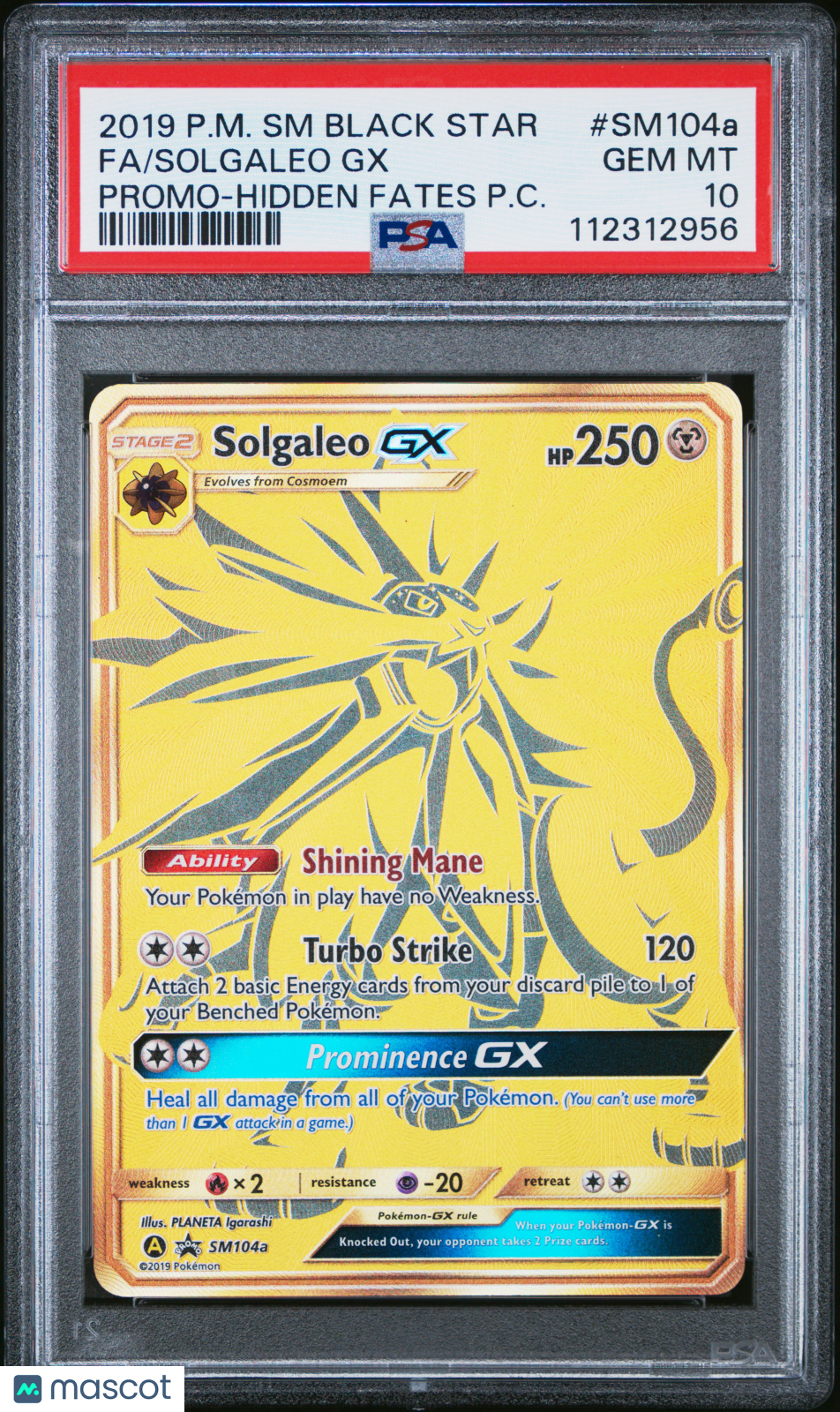 2019 Pokemon SM Black Star Promo Solgaleo GX #SM104a PSA 10