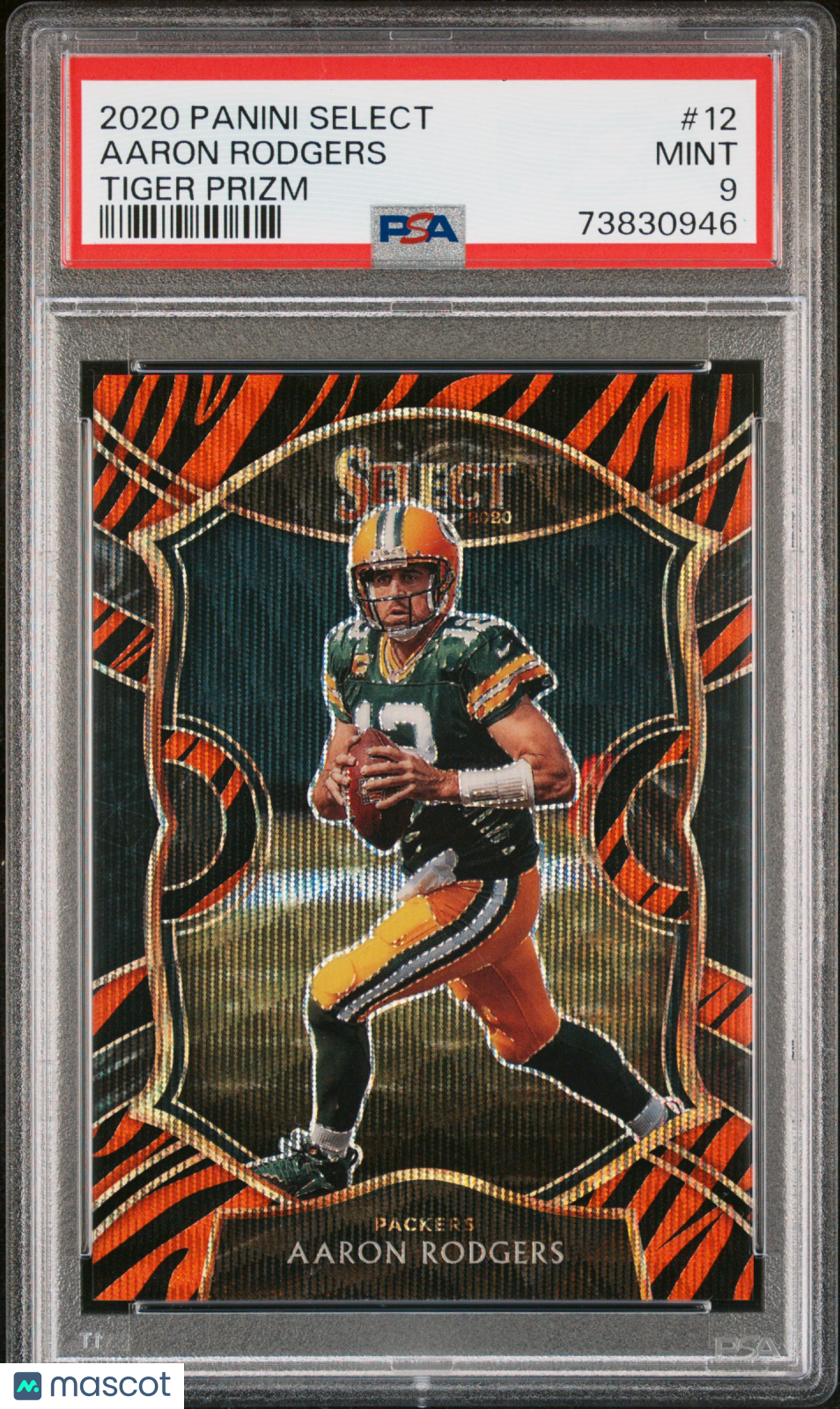 2020 Panini Select Aaron Rodgers #12 Tiger Prizm PSA 9