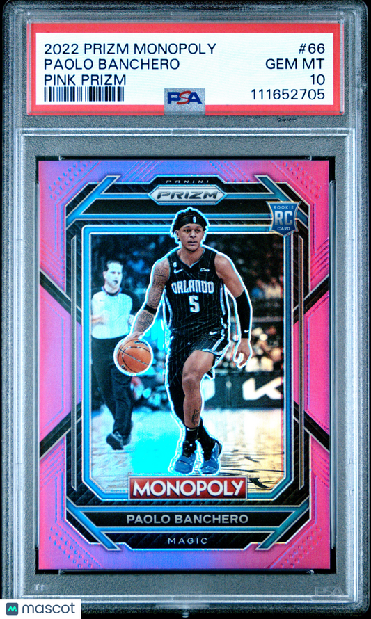2022 Panini Prizm Monopoly Paolo Banchero #66 Pink PSA 10
