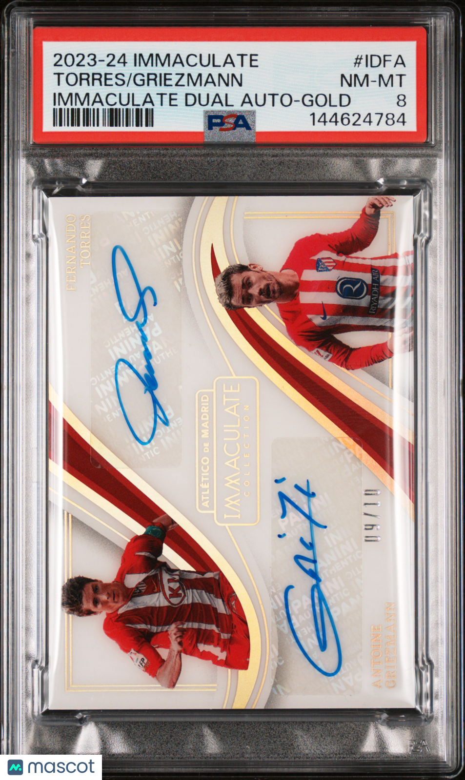 2023-24 Panini Immaculate Collection Immaculate Dual Autographs Torres Griezmann #IDFA Gold PSA 8
